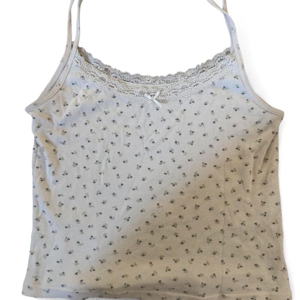 Brandy-melville Women's White and Blue Vest